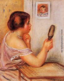 Gabrielle mit einem Spiegel mit einem Porträt von Coco Gabrielle mit einem Spiegel mit einem Porträt von Coco