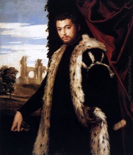 Portrait eines jungen Mannes mit Lynx Pelz