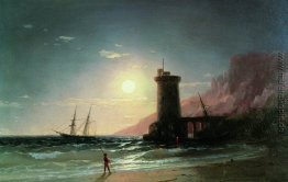 Seelandschaft mit Mond