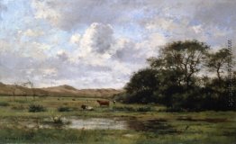 Eine Landschaft mit Kühen