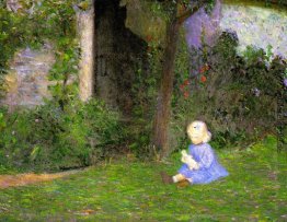 Kind in einem ummauerten Garten, Giverny