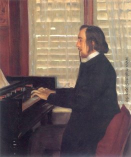 Portrait von Eric Satie am Harmonium