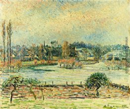 Ansicht von Bazincourt, Überschwemmung, Morgen Effect