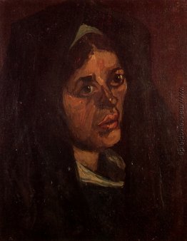 Kopf einer ländlichen Frau in einem grünen Schal