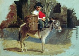 Ein Junge, der auf einem Esel