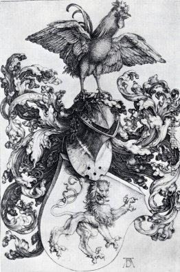 Wappen mit Löwe und Hahn
