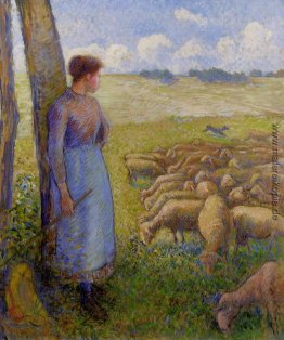 Hirtin und Schafe