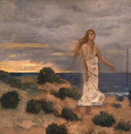 Frau durch das Meer