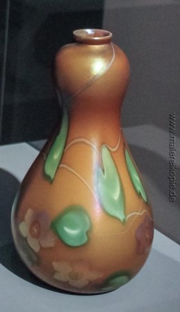 Doppelkürbisförmigen Flasche mit Blumen