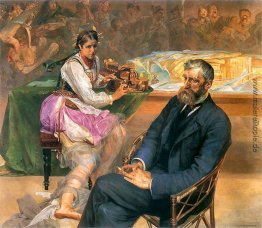 Porträt von Adam Asnyk mit einer Muse