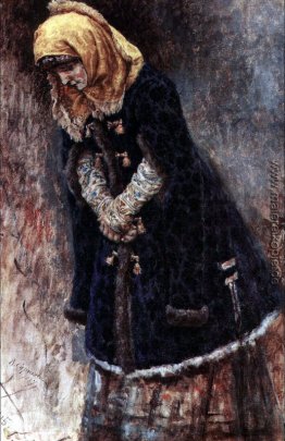 Junge Dame mit blauen Pelzmantel