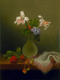 Eine Vase von Corn Lilien und Heliotrop Eine Vase von Corn Lilien und Heliotrop