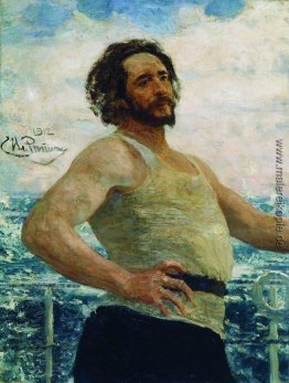 Porträt von Schriftsteller Leonid Nikolajewitsch Andrejew auf ei