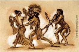 Kostüm-Studien mit mythologischen Figuren für Ballett "Dionysos"