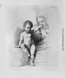 Jesus, ein Kind, dem die Jungfrau küßt die Hand, von Guercino Jesus, ein Kind, dem die Jungfrau küßt die Hand, von Guercino