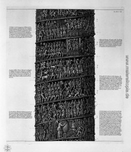 Ansicht der Hauptfassade der Säule Antonine, in sechs Tabellen