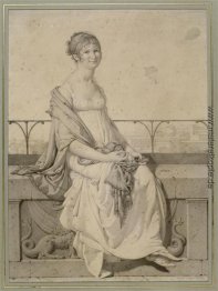 Porträt von Fräulein Barbara Bansi sitzen in einer italienischen Porträt von Fräulein Barbara Bansi sitzen in einer italienischen