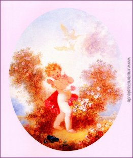 Cupid zwischen Rosen
