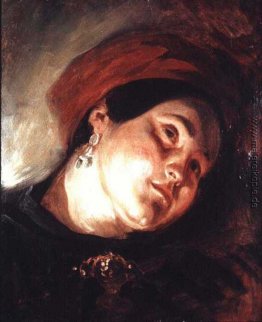 Kopf einer Frau in einem roten Turban
