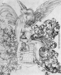 Wappen mit offenen Mann hinter Wappen mit offenen Mann hinter