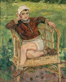 Porträt von N. S. Michalkow auf dem Stuhl