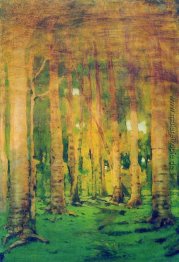 Ein Birkenhain. Flecken von Sonnenlicht