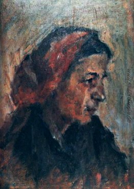 Alte Frau mit rotem Schal