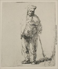 Ein Ragged Bauer mit Hände auf dem Rücken Ein Ragged Bauer mit Hände auf dem Rücken