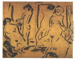 Akt Frau in einem Atelier