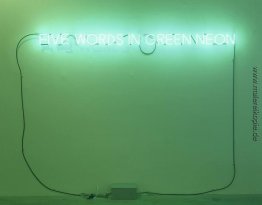 Fünf Wörter in Green Neon