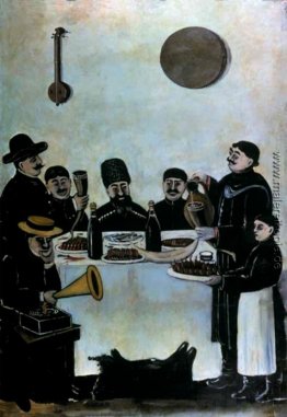 Das Fest der Tbilissi Händlern begleitet von dem Grammophon