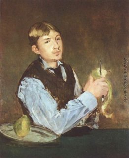 Ein junger Mann Peeling eine Birne (Porträt von Leon Leenhoff)