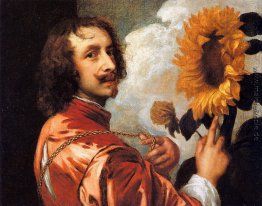 Selbstportrait mit einer Sonnenblume