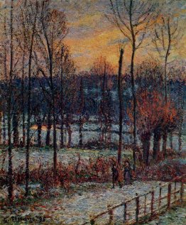 Die Wirkung von Schnee, Sonnenuntergang, Eragny