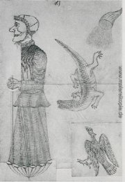 Hexe mit Adler, Krokodil und Füllhorn Hexe mit Adler, Krokodil und Füllhorn