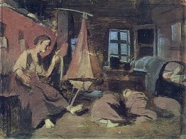 Nacht in der Hütte. Sketch für 'Sleeping Children'