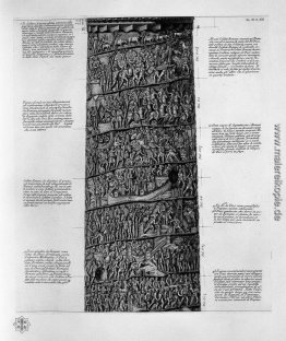 Ansicht der Hauptfassade der Trajanssäule, sechs Bretter zusamme