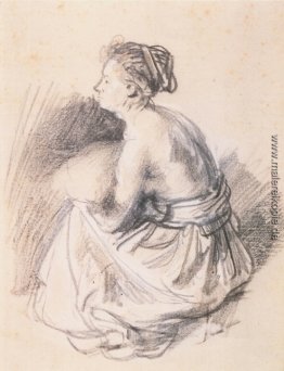 Ein Sitzende Frau, mit nacktem Oberkörper