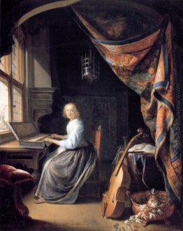 Eine Dame, die das Clavichord
