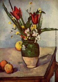 Stillleben, Tulpen und Äpfel Stillleben, Tulpen und Äpfel