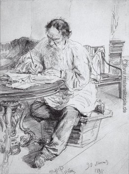 Leo Tolstoi arbeiten am runden Tisch