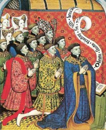 Miniatur des Earl of Westmorland mit seiner zwölf Kinder