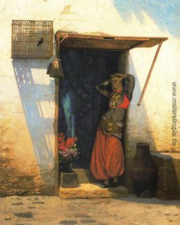 Womanof Kairo an ihrer Tür