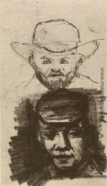 Zwei Köpfe Mann mit Bart und Hut Bauer mit Cap Zwei Köpfe Mann mit Bart und Hut Bauer mit Cap