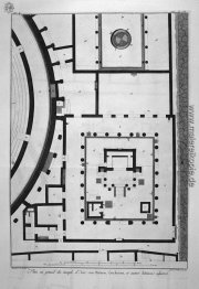 Übersichtsplan umarmt den Tempel der Isis, zwei Theater, die Bez Übersichtsplan umarmt den Tempel der Isis, zwei Theater, die Bez