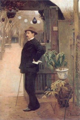 Der Maler Miguel Utrillo in den Gärten der Moulin de la Galette