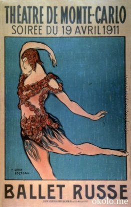 Plakat für die 1911 Ballet Russe Saison zeigt Nijinsky in Kostüm