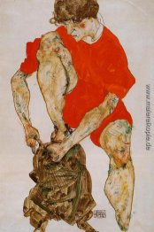 Weiblich Modell in Bright Red Jacke und Hose