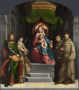 Madonna und das Kind inthronisiert mit Heiligen