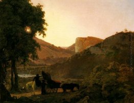 Landschaft mit Figuren und ein Tilted Cart, Matlock Hogh Tor in